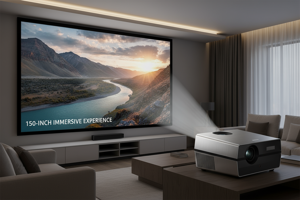 A projector showing 150"Screen projection display