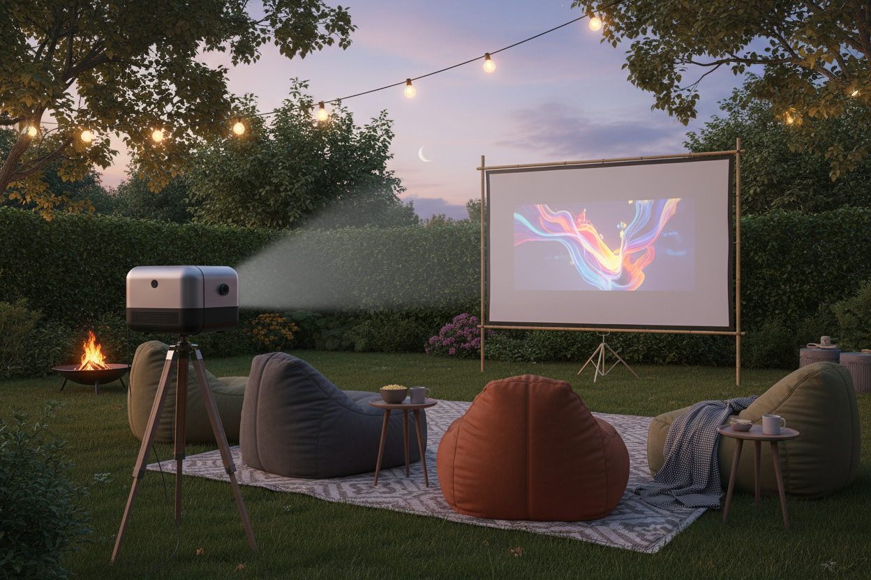 Mimi projector in an outdoor setup 